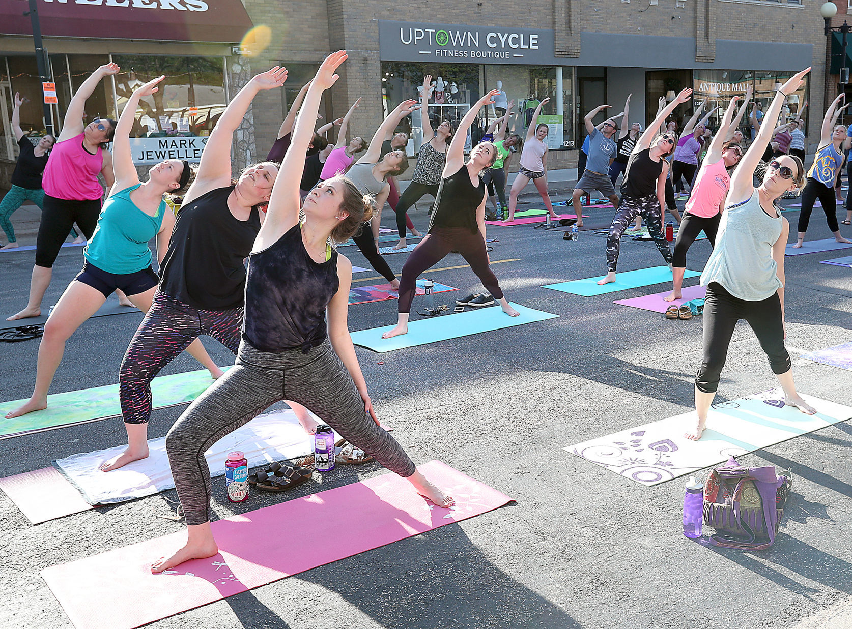 Street yoga in La Crosse